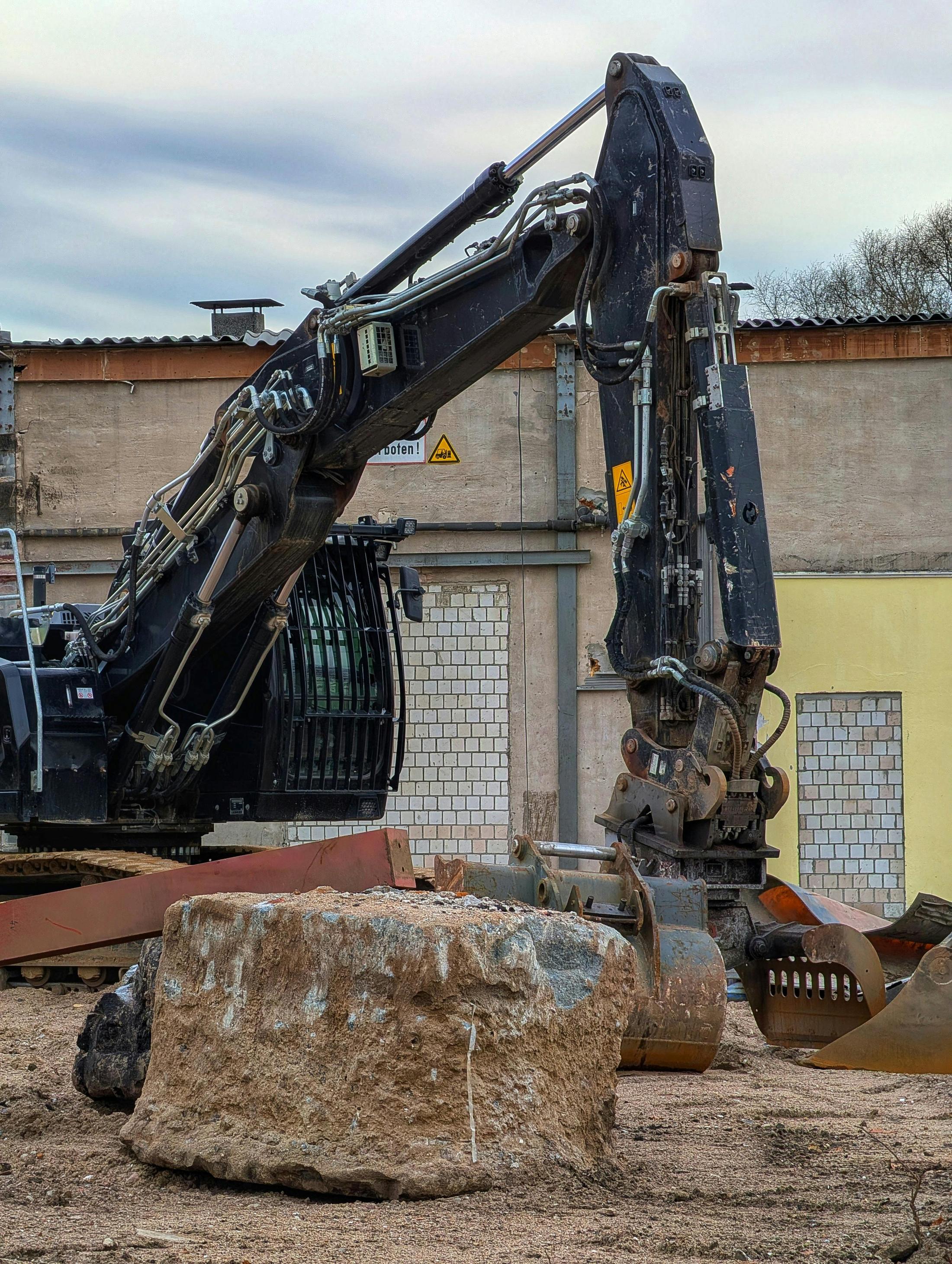 Heavy demolition equipment detail used for concrete removal work